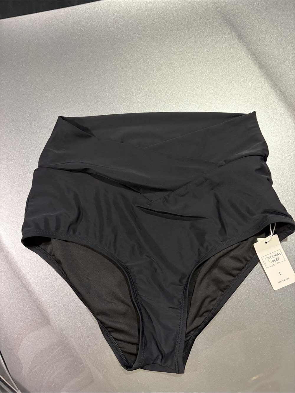 Coral Reef Black High-Waist Bikini Bottom